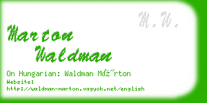 marton waldman business card